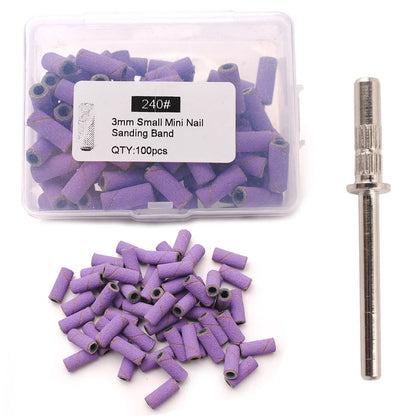 100pcs 3.1mm Mini Sanding Bands Kits Nail Drill Bits Mandrel Sets Electric Manicure Accessories Tool Dead Skin Remover