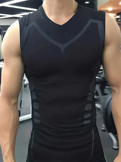 Sports vest men's summer ice silk quick drying thin fit fitness new running training tight top sleeveless