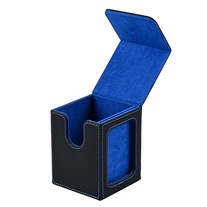 Card Deck Box,Card Storage Box holds 100+ Single Sleeved Cards, PU Leather Magnetic Closure for Magic cards TCG cards