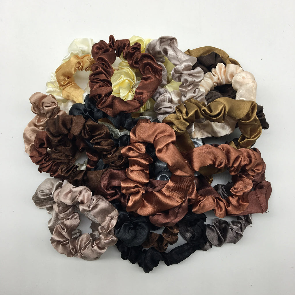 1/30/60/100pcs bulk satin scrunchies 100colors  women small 6.5cm headwear hair ties accessories casual cute black coffee