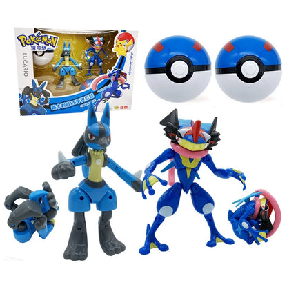 18 Styles Pokemon Anime Deformation Figures Pikachu Eevee Mewtwo Greninja Pokeball Figure Pet Action Model Toys Kids Gifts Toys