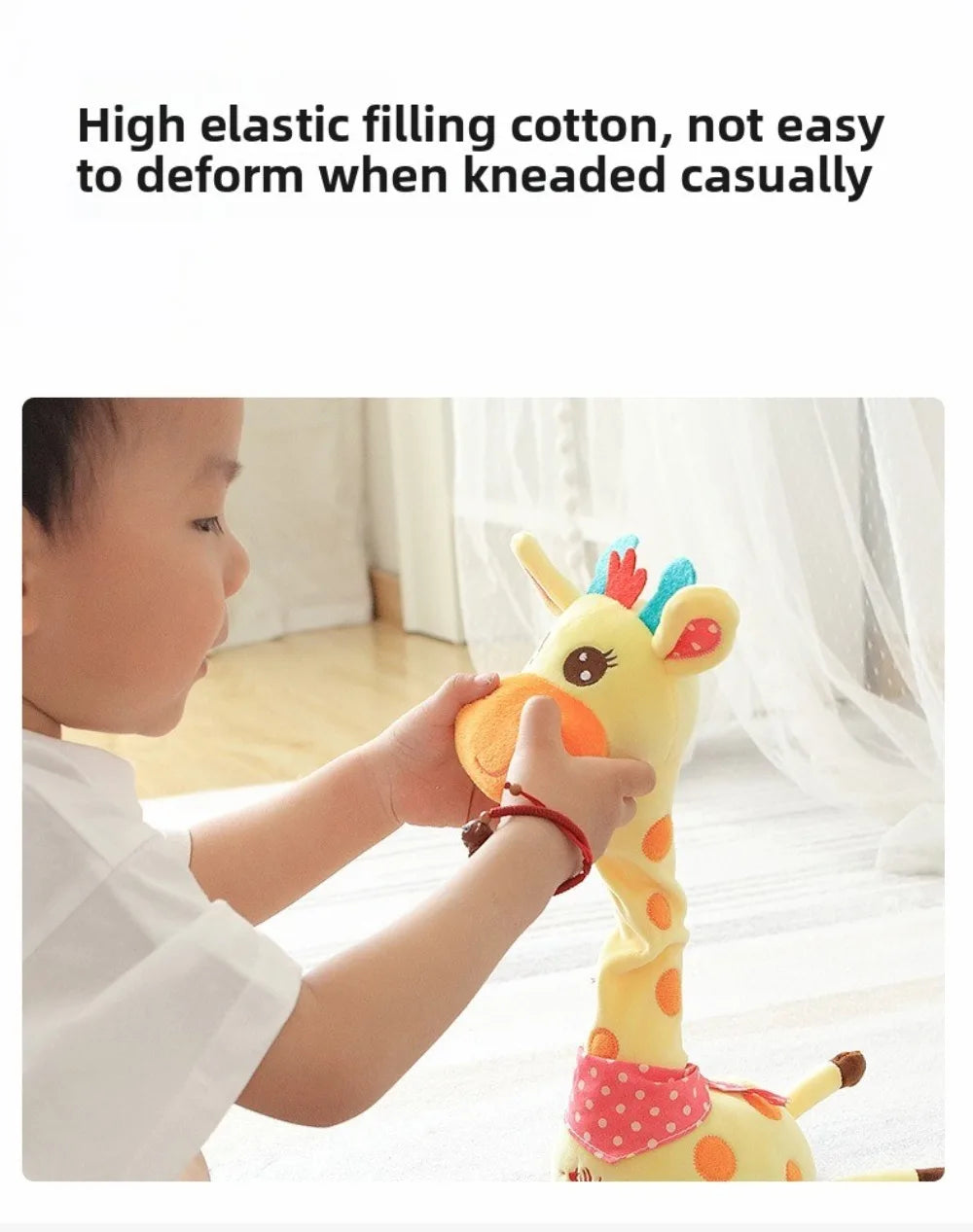 Repeating What You Say Dancing Talking Giraffe Toy with 10 Songs Plush Swaying Dancing Giraffe Adjustable Volume Glowing