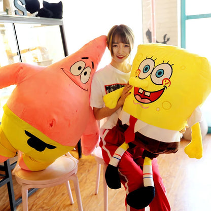2pcs/lot 35cm Cute SpongeBob Patrick Star Plush Toy Very Soft Hug Pillow Stuffed Cartoon Anime Plushies Kawaii Doll Xmas Gifts