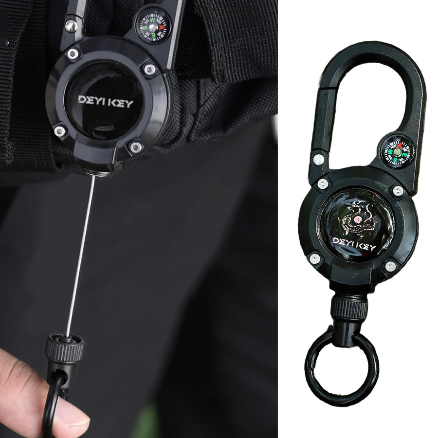 Rope Retractable Pull Reel Steel Wire Carabiner Key Chains Buckle Holder Outdoor Sporty Keychain Multiple Tool Anti-Theft