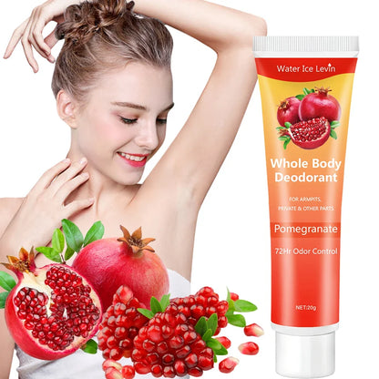 Pomegranate Full Body Deodorant Cream, 72-Hour Odor Control, Aluminum-Free, Gentle and Soothing, Fresh Scent - Suitable for Sensitive Skin, Perfume Deodorant, All-Day Freshness