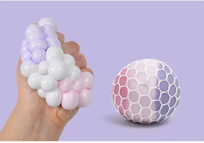 6CM Hand Squeezed Tri Color Flour Grape Tennis Ball Decompression Toy TPR Sticky Slow Rebound Adult Pressure Ball Children Gift