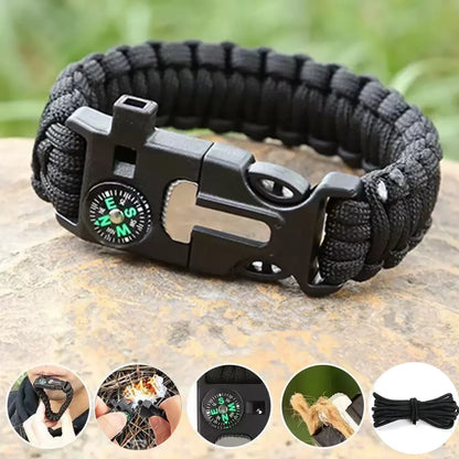 Five In One Compass Bracelet With Flint Seven Core Paracord Bracelet Inginiter Outdoor Survival Hiking Camping Tools