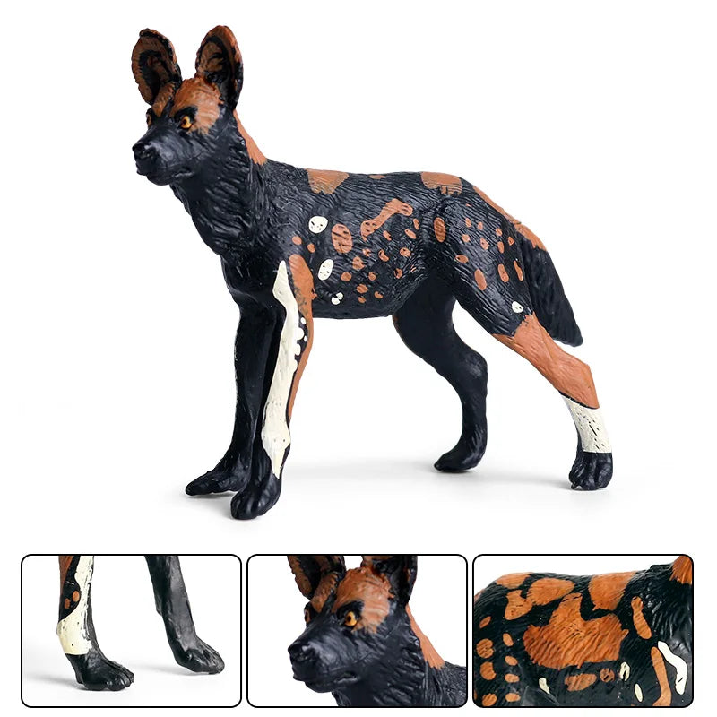 Oenux Classic Wild African Animals Simulation Tiger Hyaenidae Action Figure Figurines PVC Model Education School Kid Toys
