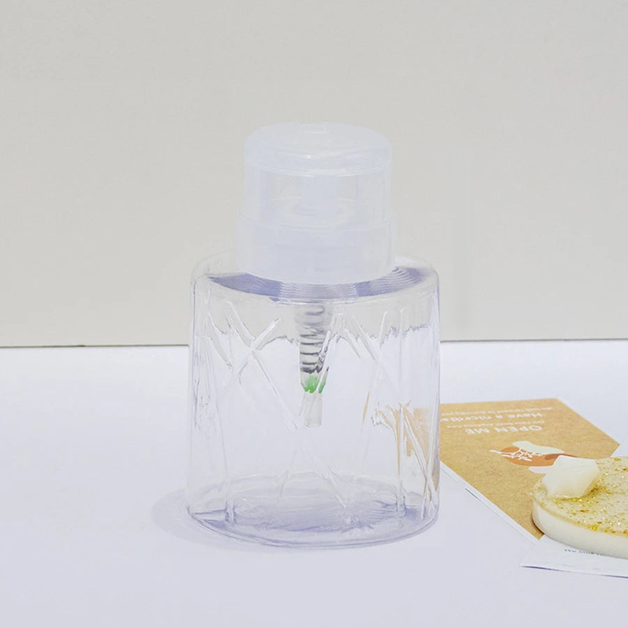 Refillable Lockable Empty Pump Dispenser Nail Manicure Cleaner Makeup Remover Container Press Bottle for Personal Use