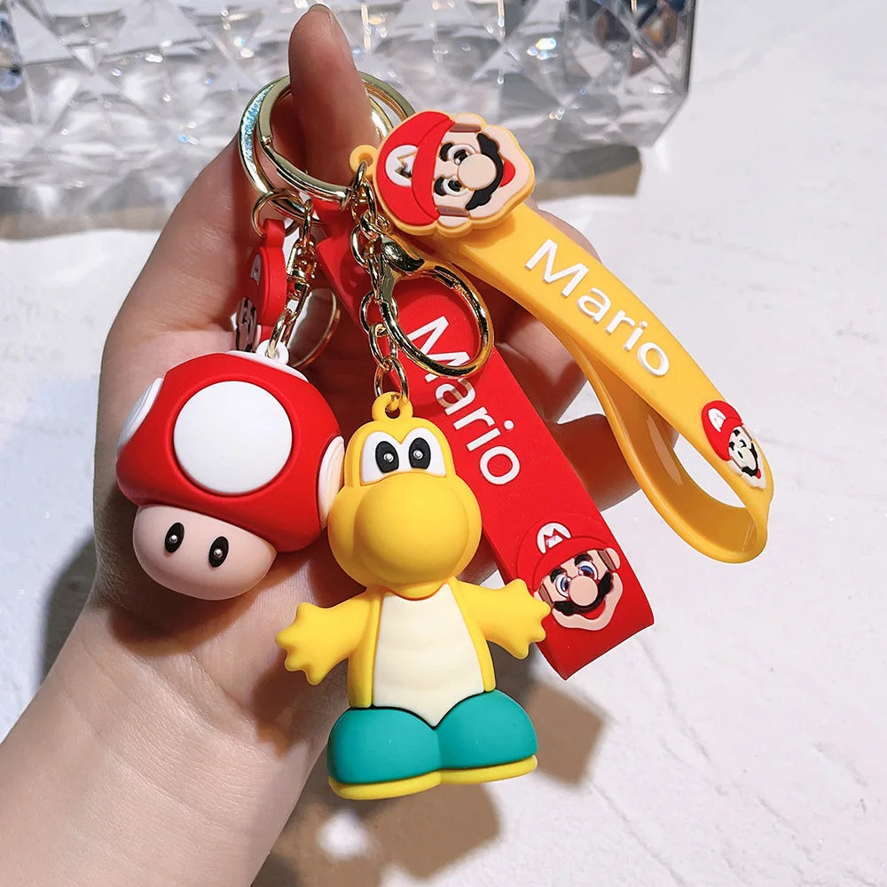 19 Styles Anime Keychain Mario Bros Luigi Toad Bowser Action Figure Model PVC Cartoon Bag Doll Pendant Toys Gift