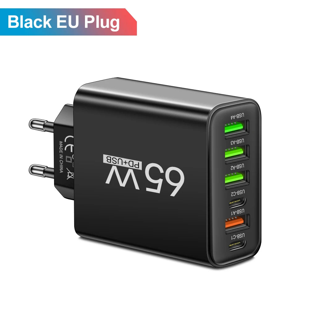 USB Charger 65W Mobile Phone Charger Fast Charging For Xiaomi Samsung Huawei P70 Travel Charger Adaptor For iPhone Quick Charger