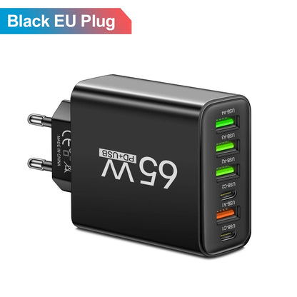 USB Charger 65W Mobile Phone Charger Fast Charging For Xiaomi Samsung Huawei P70 Travel Charger Adaptor For iPhone Quick Charger