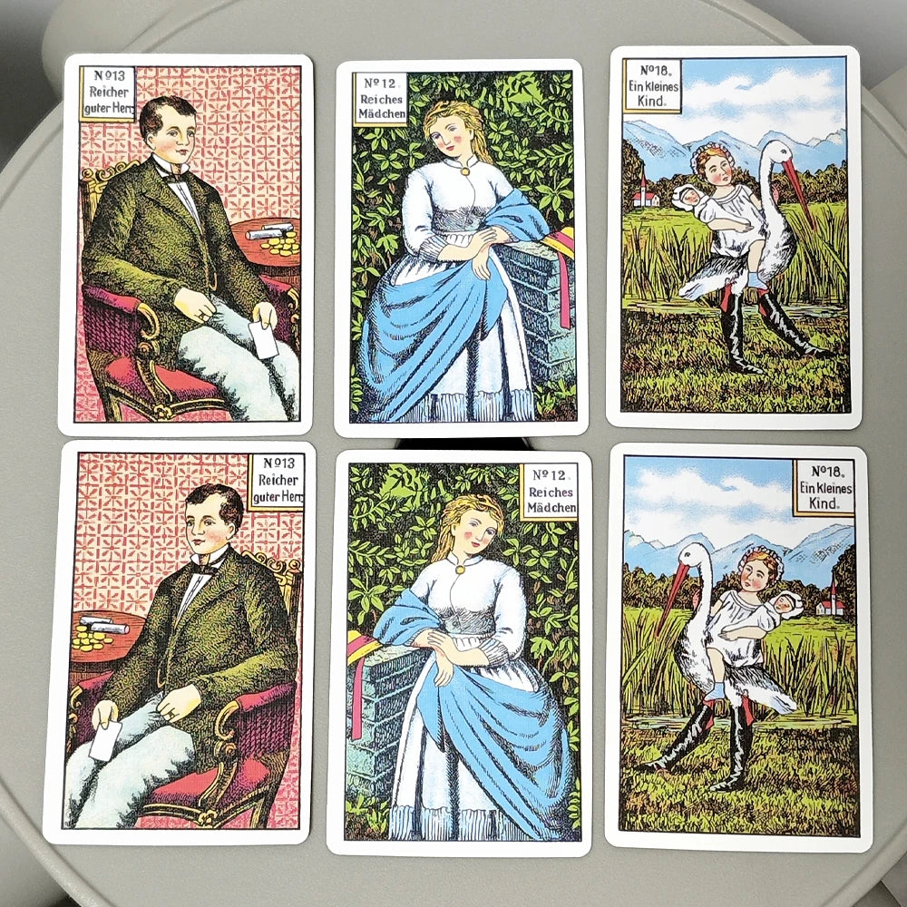 9*6cm 36+6 Pcs Cards 1890s Original Kipper Cards In Both Directions Germany Language Printed on 350GSM Double Embossed Paper