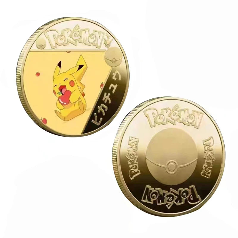 Anime Gold Plated Gold Coin Game Commemorative Coin Pikachu Mewtwo Charizard Gold Coin Game Collection childrens gift