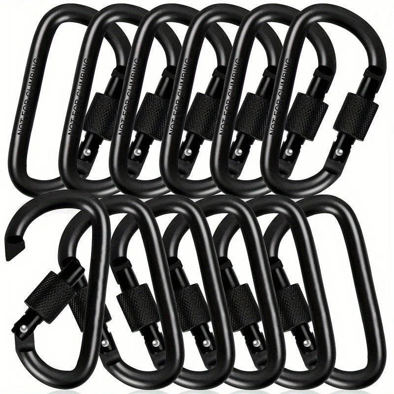 4Pcs Aluminum Alloy D-Ring Carabiner Hammock Hook Hook Organizer Shopping Bag Clip Hook for Outdoor Hiking Travel Backpack