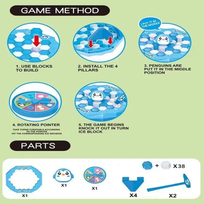 Mini Ice Breaking Penguin Toy Rescue Penguin Knocking Ice Game Children's Interactive Competition Toy Tabletop Puzzle Game