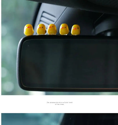 5Pcs Cute Mini Ducks Car Interior Decoration Auto Rearview Mirror Dashboard Ornaments For Woman Man Gift Car Accessories