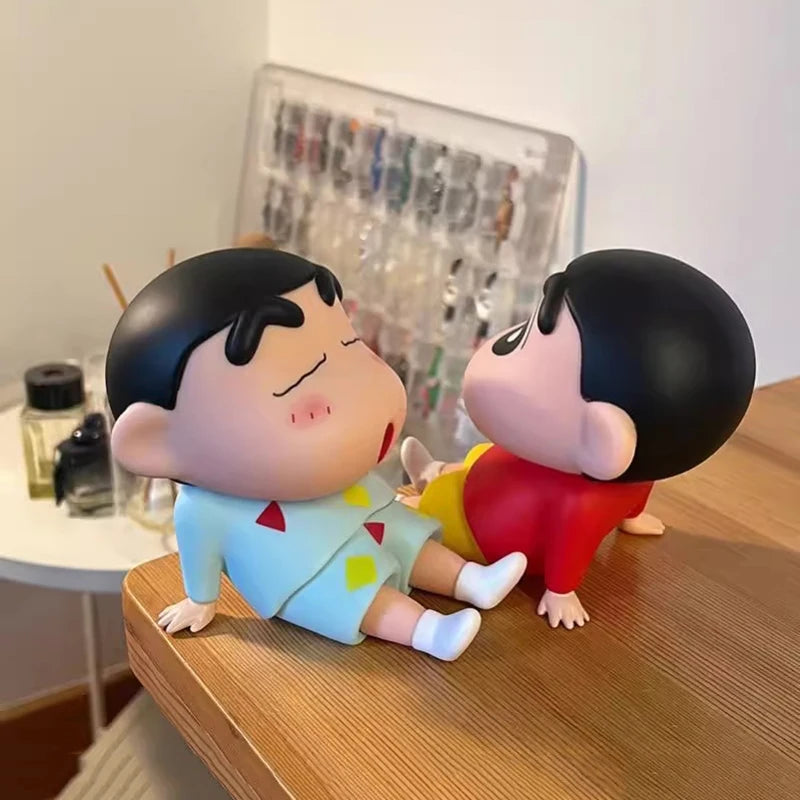 Crayon Shin-chan Phone Holder - Kawaii Anime Figure Desk Stand for Phones, Cute Cartoon Watching TV Model Collector Decor