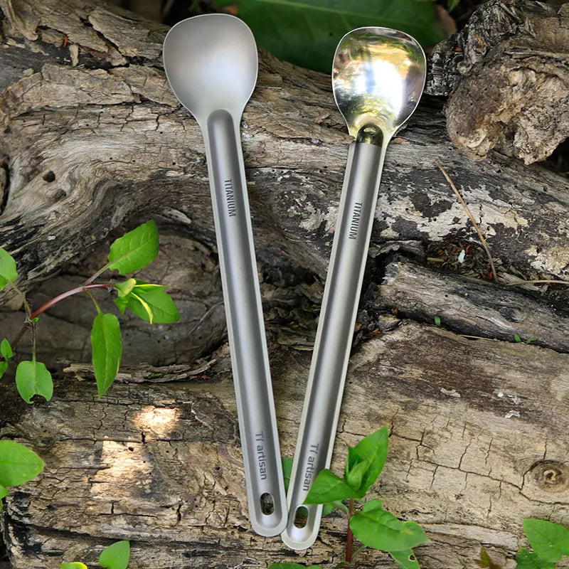 Tiartisan Titanium Long Handle Spork Spoon Cutlery Ultralight Tableware Outdoors Portable Dinnerware Camping Equipment
