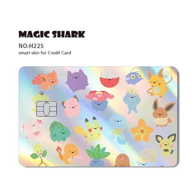 Magic Shark Holographic Laser Mewtwo Snorlax Pikachu Gengar Credit Debit Bank Film Skin Sticker Front Cover