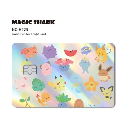 Magic Shark Holographic Laser Mewtwo Snorlax Pikachu Gengar Credit Debit Bank Film Skin Sticker Front Cover