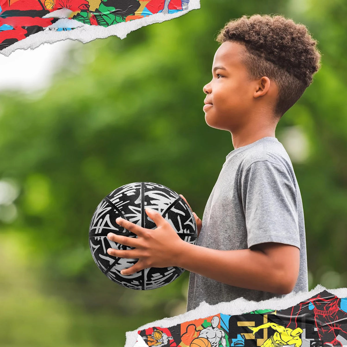 Premium Rubber Basketball Size 7/6/5/4 Outdoor Cement Court Training Sports Ball For Adults Youth Professional Game Equipment