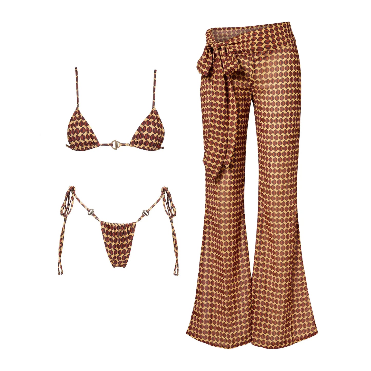 2026 New High Quality Elegant One Piece Swimsuit And Skirt Print Deep-V Lace-up Women Bikini Set Swimwear Party Bathing Suit