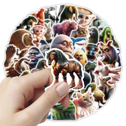 100/50PCS AI Abstract Brainrot Abstract Stickers Fun Tung Tung Sahur Italian Brainrot Graffiti Decals DIY Scrapbook Laptop Bike
