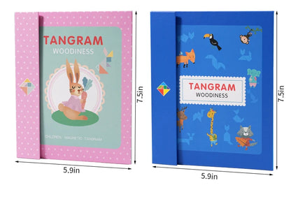 Magnetic Wooden Tangram Block Puzzle Game for Kids - Montessori Educational Intelligence Jigsaw Children's Gift