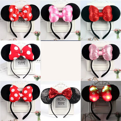 2023 New Cute Performance Party Headband Mickey Minnie Headband Mickey Mouse Bow DY Black Ear Headband Christmas HairAccessories