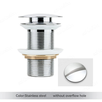 Bathroom Sink Stopper Washbasin Pop Up Drain Plug Cover Waste Pipe Drainer With Or Without Overflow For Bath Accessories