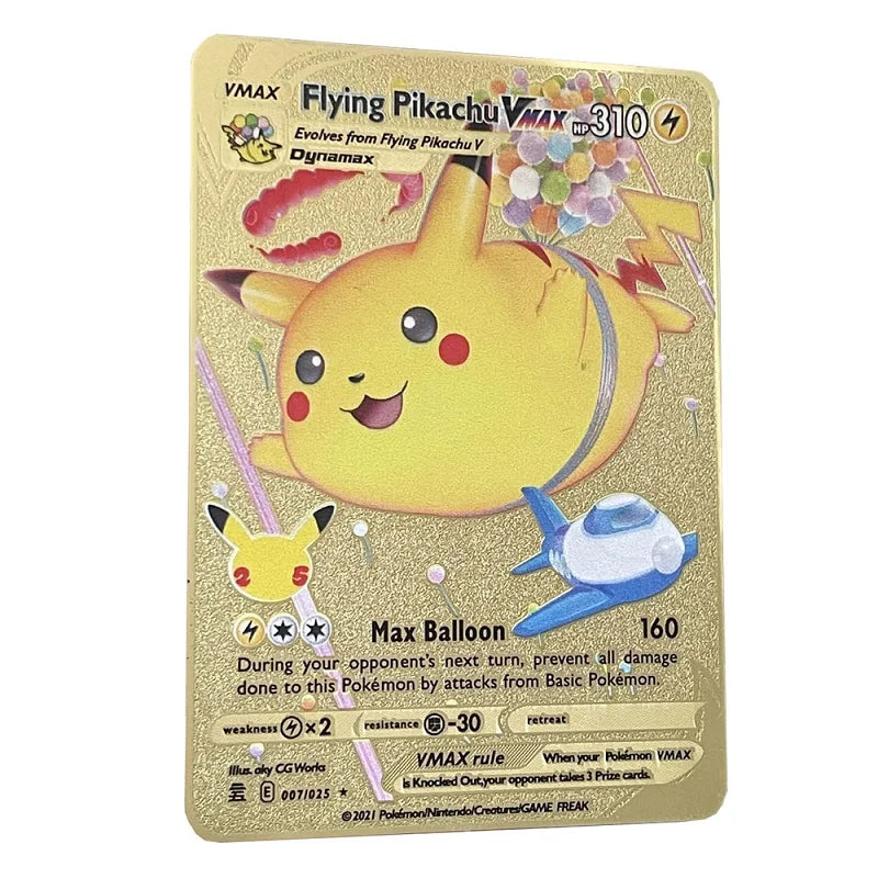 Cartão de metal pokémon 10000 pontos arceus charizard raichu super cartão dourado inglês mewtwo vmax gx ex presente de natal