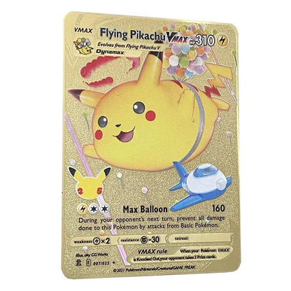 Cartão de metal pokémon 10000 pontos arceus charizard raichu super cartão dourado inglês mewtwo vmax gx ex presente de natal