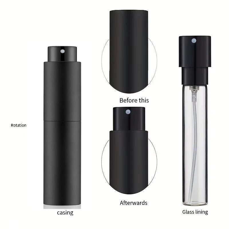 10ml Travel Perfume Sprayer, Refillable Cologne Container, Empty Dispenser Spray Bottle for Mini Sprayer Size (Black)