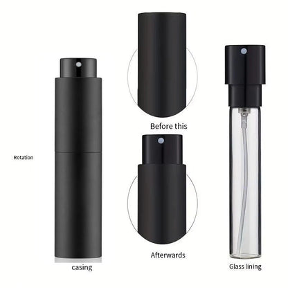 10ml Travel Perfume Sprayer, Refillable Cologne Container, Empty Dispenser Spray Bottle for Mini Sprayer Size (Black)