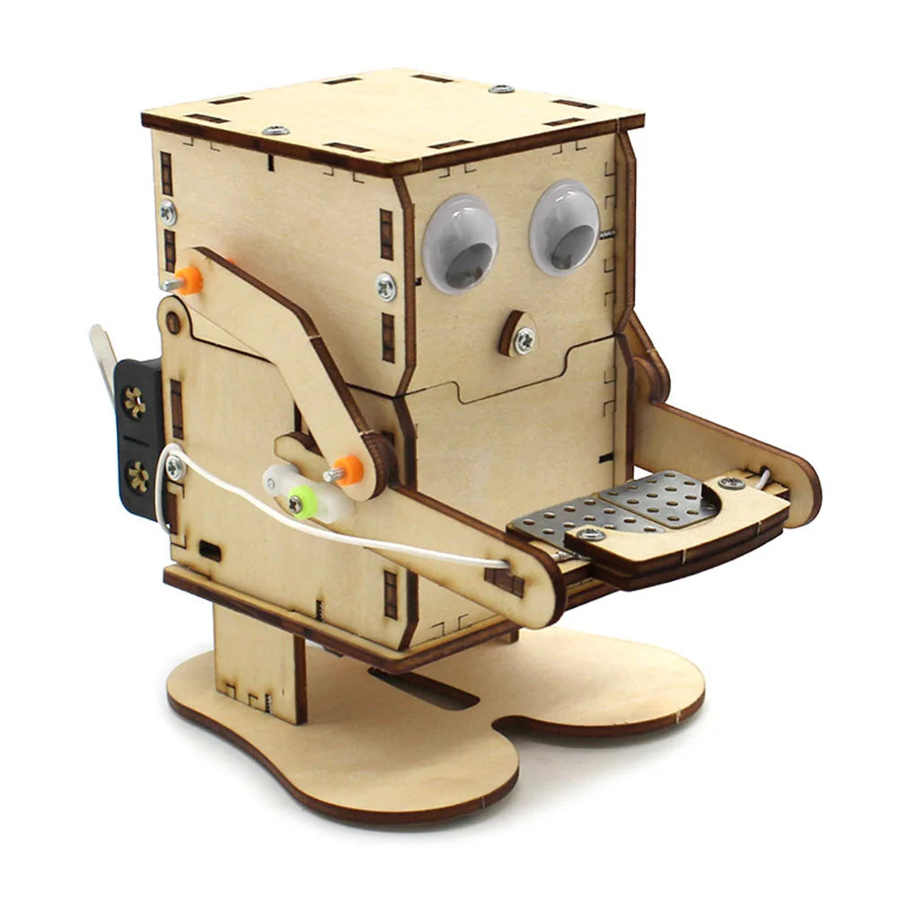 Robot Eating Coin Wood DIY Model Teaching Learning Stem Project Kit for Kid Science Experiment Education Toy Wooden Assemble Kit