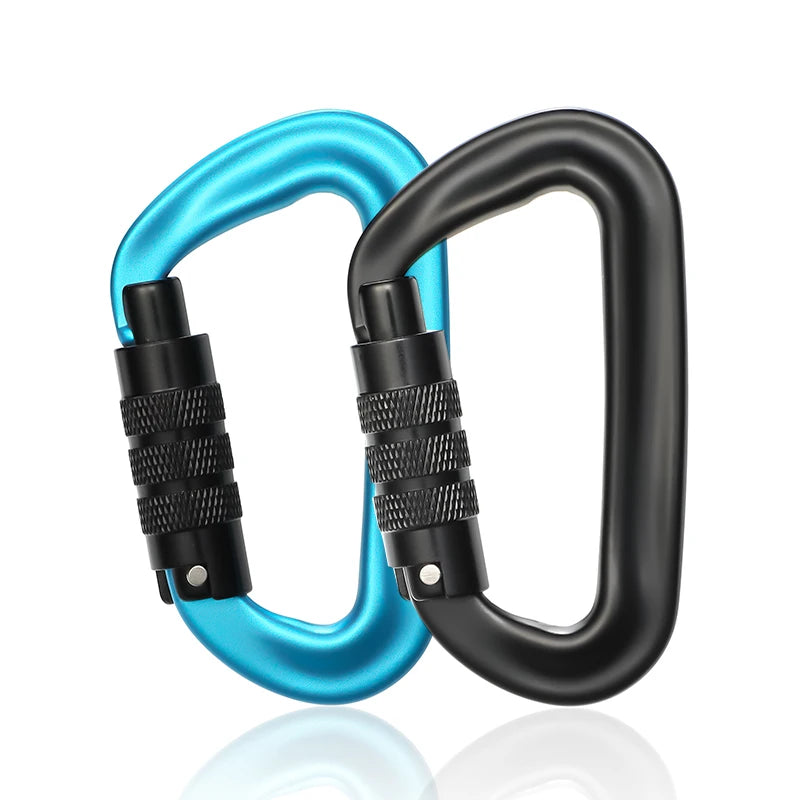 CLIWIZ 12KN Professional D-Shaped Aluminum Carabiner Key Hooks Lip Camping Keyring Snap Hook Outdoor Hiking Tool