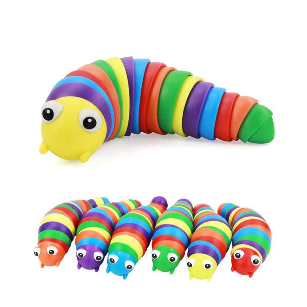 Novelty Flexible Fingertip Sensory Emulation Worm Toy Children Antistress Squirming Slug Gift Decompression Cute Rainbow Slug