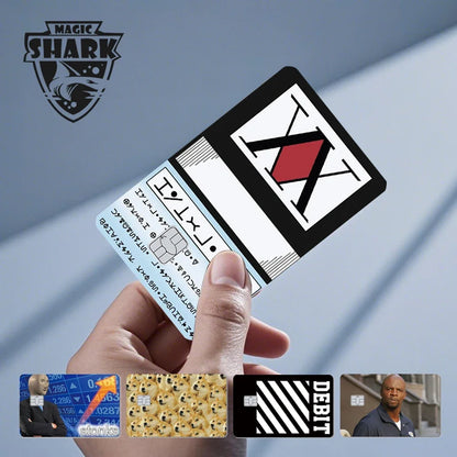 Magic Shark Dog Meme Hunter Snake Stonks 3M Matte PVC Front Sticker Film Cover Skin for Bank Debit Credit Card