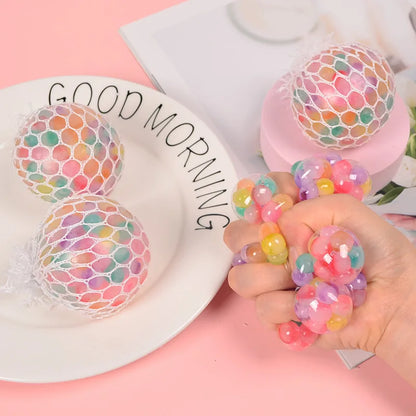 The Rainbow Bead Pressure Reducing Ball Squishy Fidget Toys Funny Stress Reliever Reduce Pressure Prop for Childrens and Adults