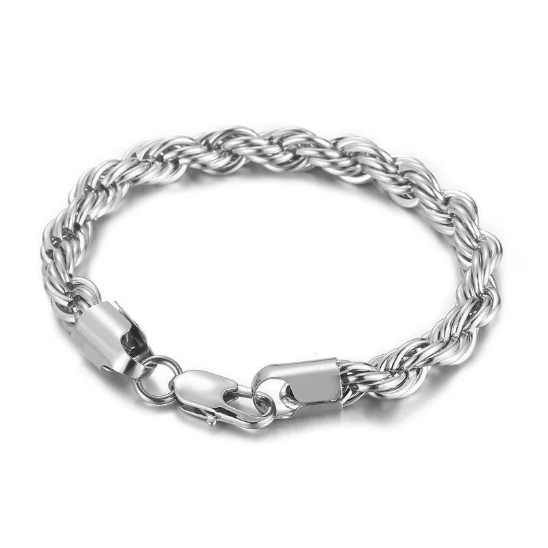 4/6/8mm Stainless Steel Bracelets For Men Women Gold Color Twisted Rope Link Chain Bracelets On the Hand Jewelry Gifts