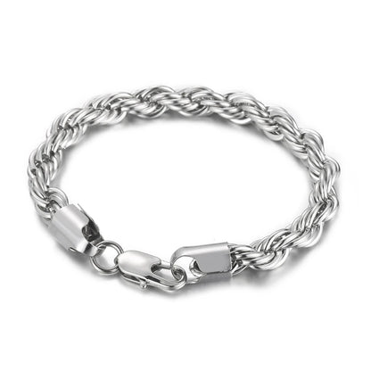 4/6/8mm Stainless Steel Bracelets For Men Women Gold Color Twisted Rope Link Chain Bracelets On the Hand Jewelry Gifts
