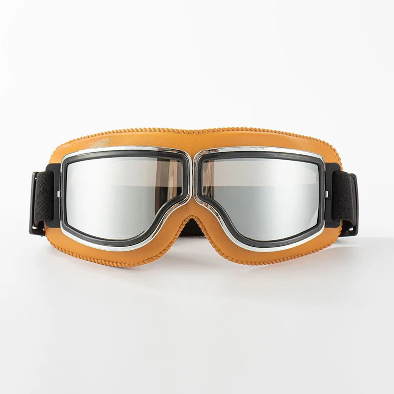 Motorcycle Glasses Windproof Motorcycle Helmet Glasses Sunglasses Retro Universal Folding Leather Retro Motorcycle Accessories