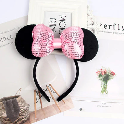 2023 New Cute Performance Party Headband Mickey Minnie Headband Mickey Mouse Bow DY Black Ear Headband Christmas HairAccessories