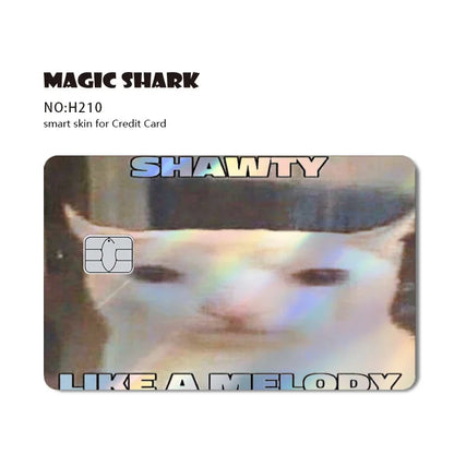 2025 New Cute Holographic Mouse Cat No Fade Laser Reflective Front Skin Cover Skin Sticker for Credit Card Debit Bank Card