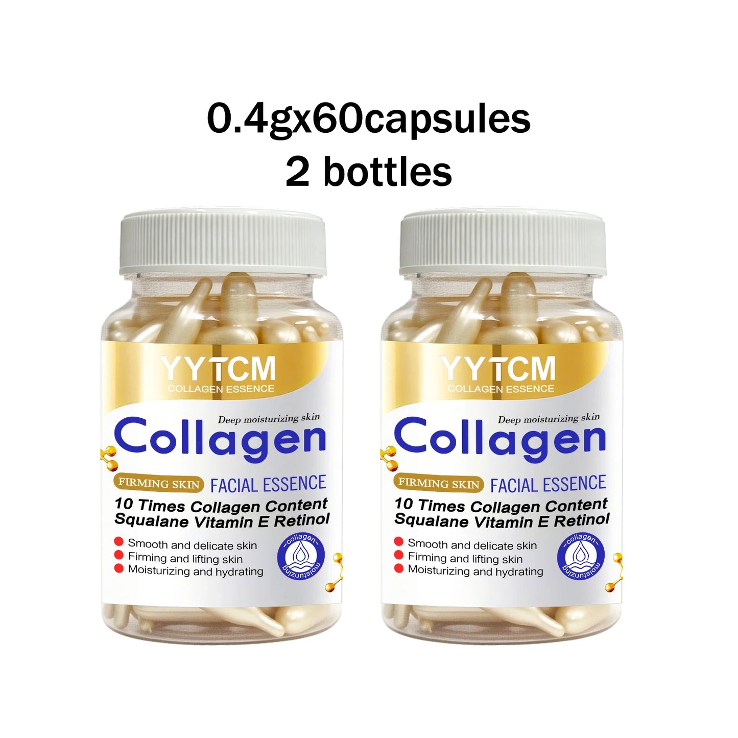 Collagen Firming Capsule Essence, Moisturizing and Smoothing the Skin, Contains Plant-Based Squalane, Retinol, and Vitamin E Deep Hydration Essence (0.4Gx30 Capsules)/Bag-1 Bag