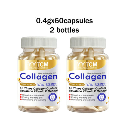 Collagen Firming Capsule Essence, Moisturizing and Smoothing the Skin, Contains Plant-Based Squalane, Retinol, and Vitamin E Deep Hydration Essence (0.4Gx30 Capsules)/Bag-1 Bag