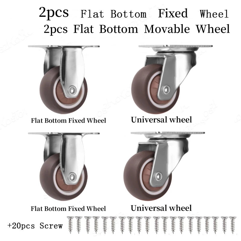 4pcs 1 1.25 1.5 2 Inch Furniture Caster Soft Rubber Universal Wheel Swivel Caster Roller Wheel For Platform Trolley Accessories
