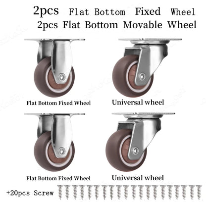 4pcs 1 1.25 1.5 2 Inch Furniture Caster Soft Rubber Universal Wheel Swivel Caster Roller Wheel For Platform Trolley Accessories