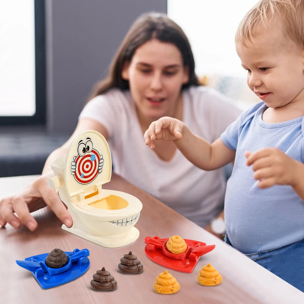 Mini Toilet Anti Stress Toys Two Person Interactive Catapult Toilet Toy Tabletop Game Throw Battle Toy Poops for Kids Adult